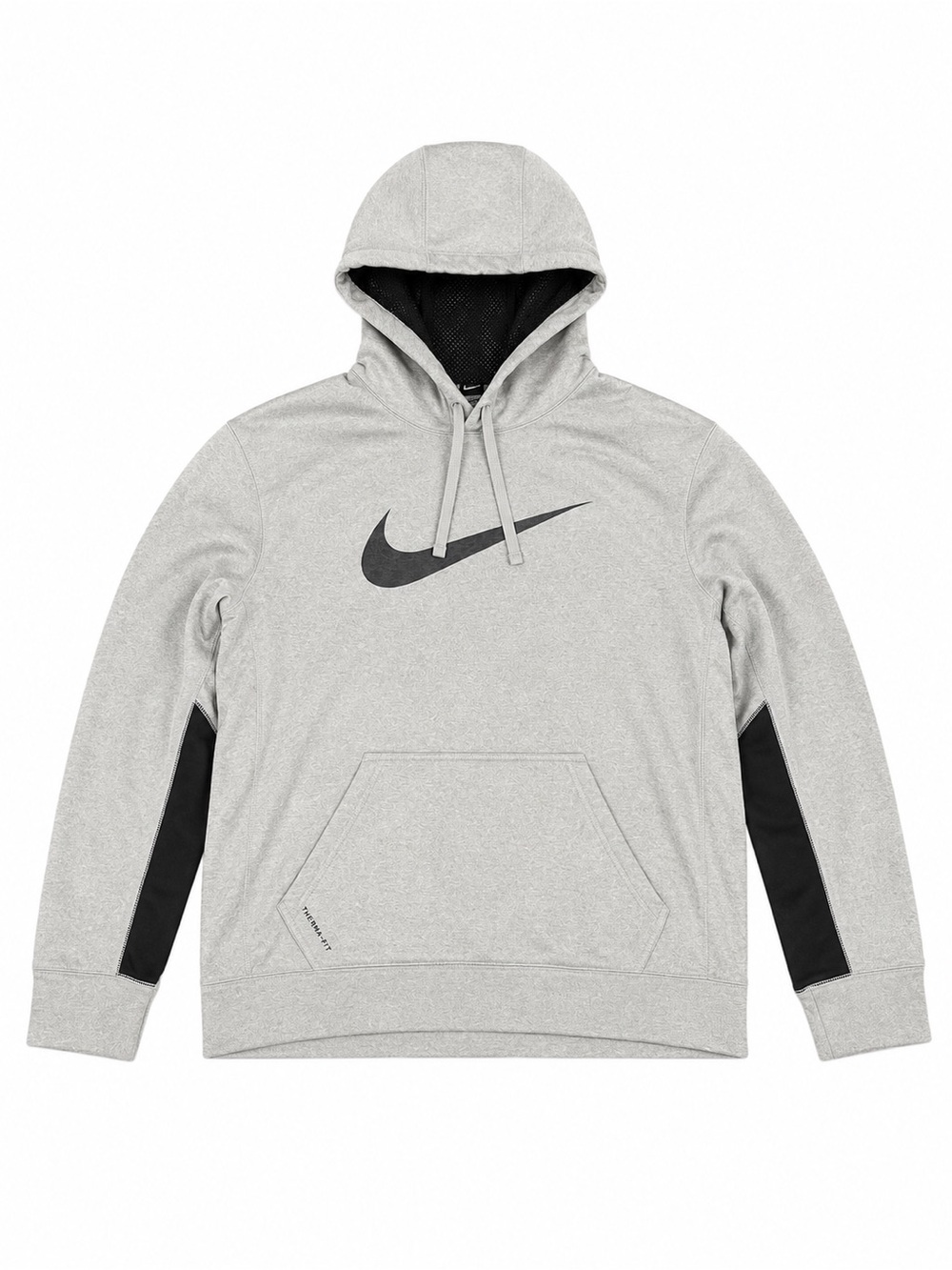 Nike Therma-FIT Light Gray Hoodie Pullover Men’s Size Large Black Swish Fall